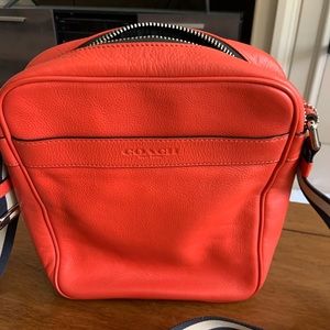 Coach Orange Crossbody bag with orange and black houndstooth wallet